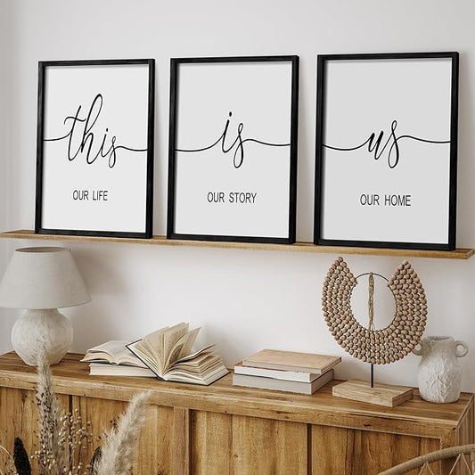 Heiple This is Us Wall Decor 11"x14" Framed Wooden Wall Sign for Home Decor Farmhouse Vintage Rustic Living Room Minimalist Family Wall Art (Black)