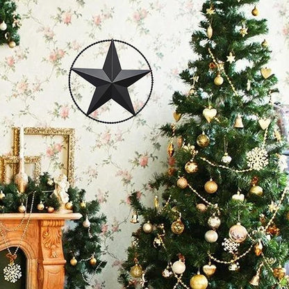 JoyEvy 9.5" Black Barn Star Wall Decor, Metal Stars for Outside or Inside of House, Iron Texas Stars Rustic Vintage Western Country Home Farmhouse Wall Art Decorations