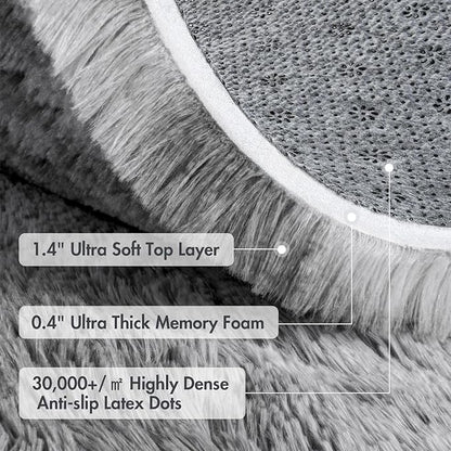 7x10 Ft Extra Large Shag Rugs for Living Room, Tie Dyed Ultra Soft Fluffy Furry Area Rugs for Bedroom Indoor Floor, Aesthetic Carpet for Kids Home Decor (Light Grey)
