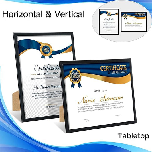 ELSKER&HOME 11 x 14 Frame Black 12 Pack, Certificate Award Document Diploma Frame Multi Pack, 11x14 Picture Frame for Wall & Tabletop Mounting in Horizontal or Vertical Format