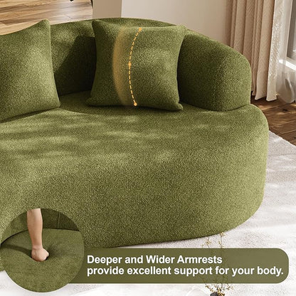 Oversized Sectional Sofa for Living Room, Modern Luxury Plush Chenille 4-Seater Extra Deep & Wide Seat Curved Cloud Couch with 4 Throw Pillows, No Assembly Needed, Sage Green