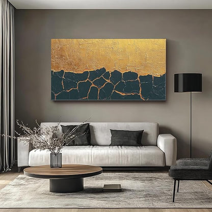 Iallbin Abstract Canvas Wall Art, Large Wall Art for Living Room, for Wall Modern Paintings Wall Decor Living Room (Abstract, Black and Yellow, 58L x 29W)