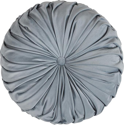 SARO LIFESTYLE Round Velvet Pintucked Poly Filled Throw Pillow (Set of 2)
