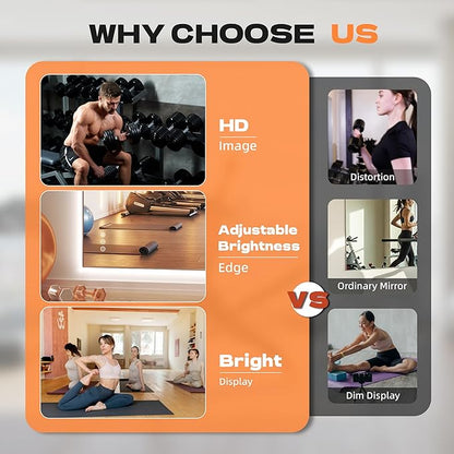Hasipu 83''x 40'' Home Gym Mirror with Lights Dimmable Anti-Fog Large Full Length Wall Mounted Full Body Mirror for Yoga Dance Fitness Exercise Studio Bedroom Garage, Tempered Glass Workout Mirrors
