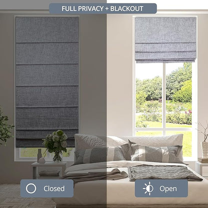 CHICOLOGY Cordless Roman Shades for Windows, Lexington Gainsboro (Blackout Style) Lined Polyester Room Darkening Shade, Privacy Window Treatment, Inside/Outside Mount, True-to-Size, 23" W x 72" H