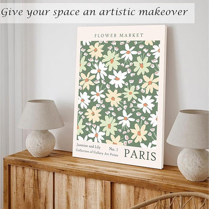 Induslyfe Large Framed Green Wall Art Canvas Decor Set of 3, Matisse Wall Art Framed Prints Posters Mid Century Modern Art, Aesthetic Floral Botanical Wall Art for Bedroom, Living Room, Bathroom 18x24
