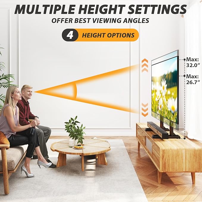 Universal Table Top TV Stand Base for 24-83 inch LCD LED TVs, TV Legs with Height Adjustment and Cable Management Hold up to 150lbs, Max VESA 800x500mm, Black