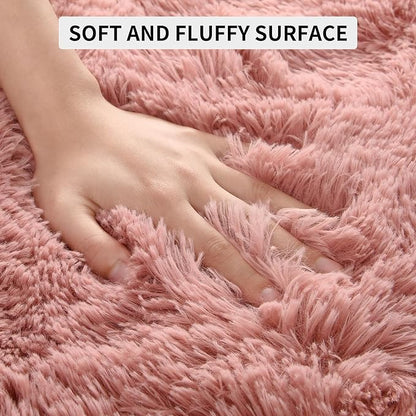 Tepook Area Rugs 9x12 for Living Room, Super Soft Fluffy Rugs for Bedroom, Modern Shaggy Rug Fuzzy Carpets for Kids, Plush Indoor Nursery Home Decor Rug with Non-Slip Bottom, Blush