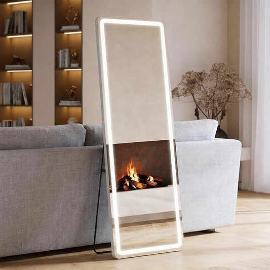NEWBULIG Full Length Mirror, Full Body Floor Mirror with Aluminum Alloy Thin Frame, Wall or Standing Mirror for Bedroom, Living Room, Dressing Room