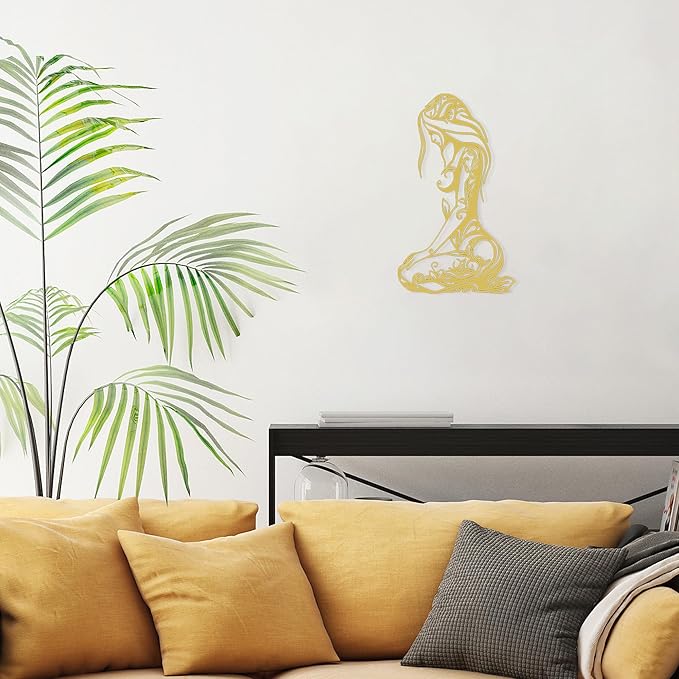 Xedatric Modern Abstract Metal Wall Art-Minimalist Line Sculpture for Bedroom,Living Room,Bathroom-Unique Metal Wall Decor for Home & Office(Gold)