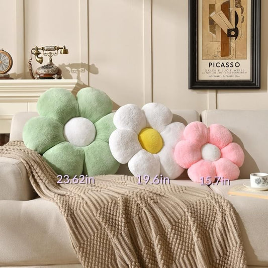 Flower Shaped Throw Pillow 15.7In Daisy Seating Cushion - Cute Home Decor & Plush Pillow for Sofa, Couch, Bed