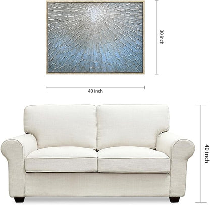 Empire Art Direct Ethereal Light Textured Metallic Hand Painted Blue Framed Canvas Wall Art, Ready to Hang, Living Room, Bedroom & Office, 30"x40"x1.5"