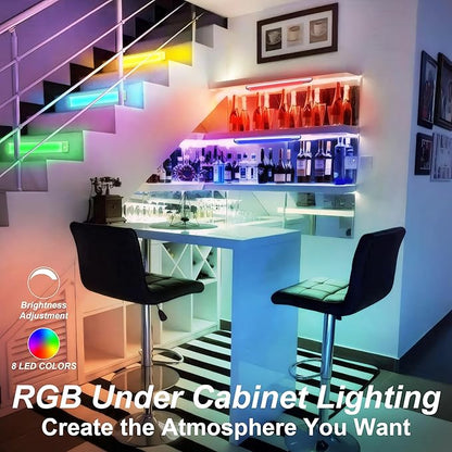 LEPOTEC RGB Under Cabinet Lighting,Motion Sensor Light Indoor with Adjustable 8 Colors and Brightness,LED RGB Lights Magnetic for Motion Sensor Light Bar with Usb Charging,Colors Home Ambient Lighting