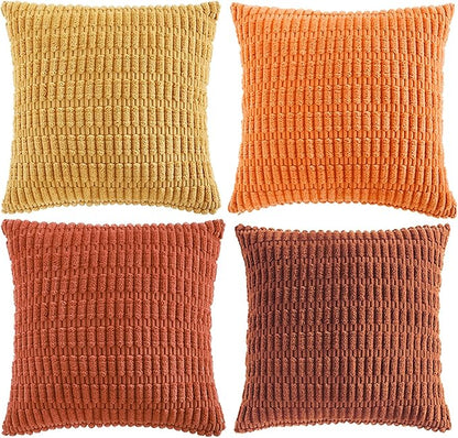 Fancy Homi 4 Packs Decorative Throw Pillow Covers for Living Room Couch Bed, Modern Farmhouse Boho Home Décor Accent Cushion Case, 22" x 22", Burnt Orange Series