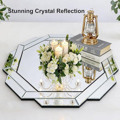 Chende 36" Decorative Mirror for Wall Decor, Large Living Room Mirror with Glass Beveled Edge Frame, Octagonal Wall Mirror for Home Office, Bedroom, Bathroom