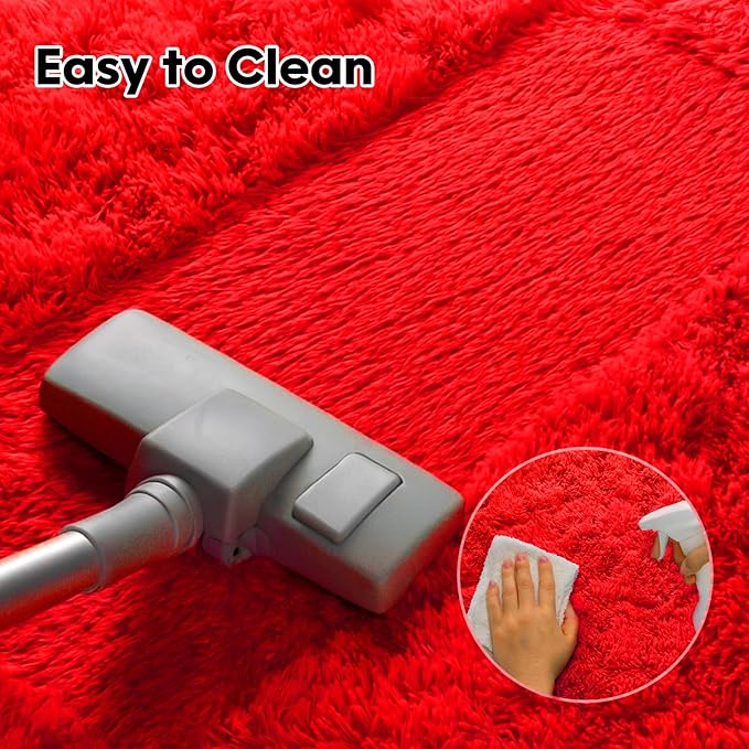 6x9 Rugs for Living Room, Rugs for Bedroom, Plush Fluffy Carpet, Non-Slip Upgrade Red Rug, Suitable for Kids Dorm Home Decor Aesthetics.