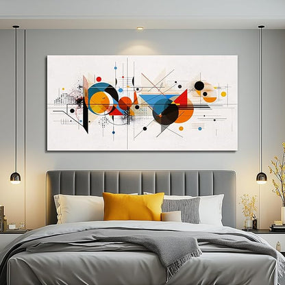 KELIYUAN Framed Wall Art For Living Room Canvas Wall Decor For Bedroom Room Modern Home Decorations Abstract Geometric Color Line Painting Wall Pictures Artwork Bathroom Ready to Hang Mural 20"x40"