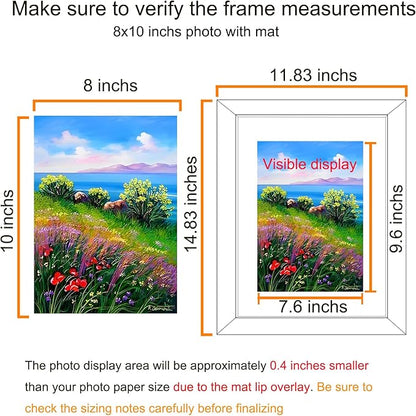 BESCRCL 11x14 Picture Frame Brown Set of 6, Display Pictures 8x10 with Mat or 11x14 without Mat, Photo Frames for Wall Mounting