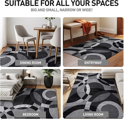 Rugshop Contemporary Abstract Circles Perfect for high Traffic Areas of Your Living Room,Bedroom,Home Office,Kitchen Area Rug 2' x 3' Gray