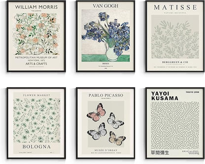Habseligkeit Matisse Posters for Room Aesthetic, Flower Market Poster, Van Gogh Room Decor Aesthetic Vintage Prints for Wall Decor Unframed, 8x10in, Set of 6