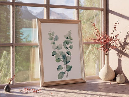Eucalyptus Leaves Watercolor Art Prints (Set of 4) - 8x10 (Unframed) | Boho Botanical Wall Decor | Minimalist Floral Artwork for your Home, WFH Office, Kitchen, Dining Room, Bedroom, and Bathroom