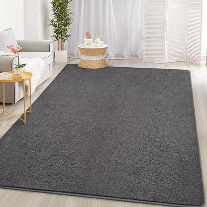 Gifeas Large Ultra Soft Modern Area Rugs for Living Room Bedroom, 7x10 Feet Dark Grey Thickened Memory Foam Indoor Solid Minimalist Carpets, Non-Slip Comfy Rug for Boys Girls Nursery Room Home Decor