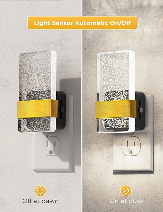 L LOHAS LED Night Light [2Pack], Night Lights Plug Into Wall, Decorative Night Lights with Dusk-to-Dawn Sensor, 0-100LM Dimmable Acrylic Nightlight, 5000K Aesthetic nightlight for Bathroom, Home Decor
