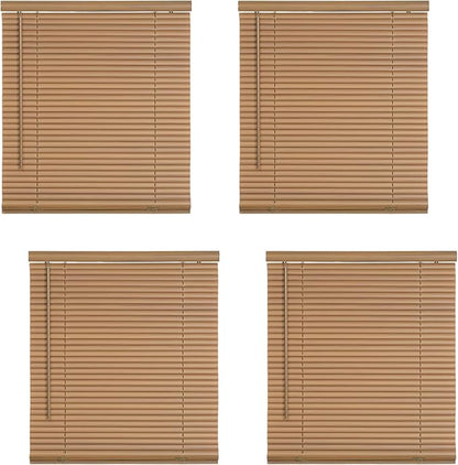 Cordless Light Filtering Mini Blind - 27 Inch Width, 72 Inch Length, 1" Slat Size - Woodtone - Cordless GII Morningstar Horizontal Windows Blinds for Interior by Achim Home Decor (Pack of 4)