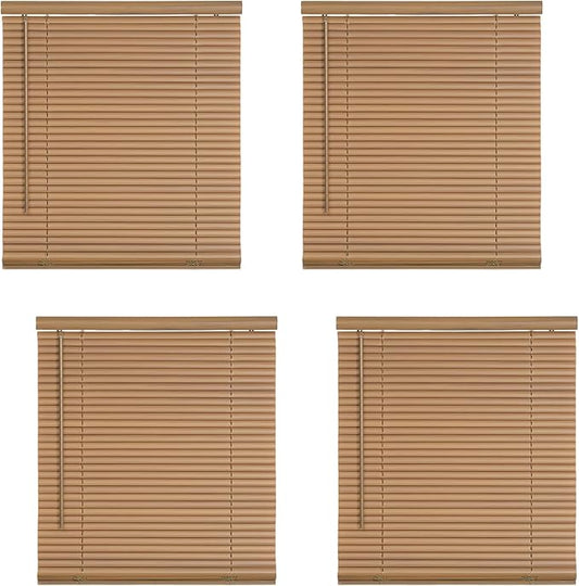 Cordless Light Filtering Mini Blind - 27 Inch Width, 72 Inch Length, 1" Slat Size - Woodtone - Cordless GII Morningstar Horizontal Windows Blinds for Interior by Achim Home Decor (Pack of 4)