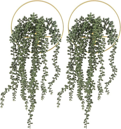 Pretty Jolly Wall Decor Metal Vase Decoration Holder, Wall-Mounted Artificial Flowers, Golden Fake Wheat 2 Pack, Art Artificial Greenery, Farmhouse, Boho