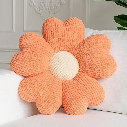 Sioloc Flower Shaped Throw Pillow, Fun Daisy Pillow, 19.7" Light Orange Cute Decorative Seat Cushion Aesthetic Plush Pillows for Bed Floor Couch Chair