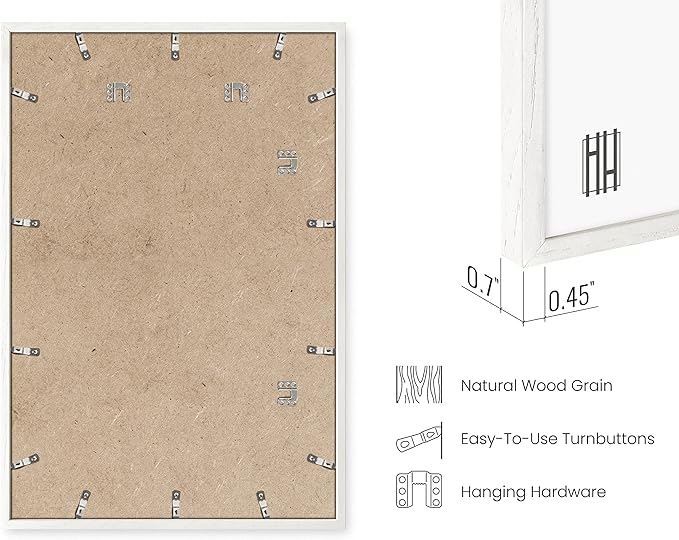 HAUS AND HUES White Oak Wood 24x36 Poster Frame - Oversized Natural Frame for Wall Display (White Oak Frame)