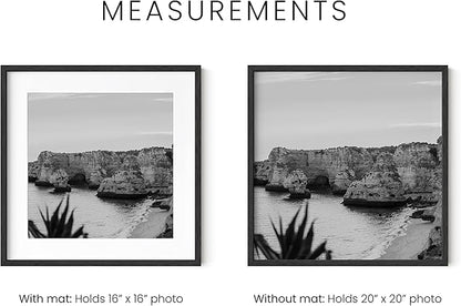 HAUS AND HUES Black Oak Wood 20x20 Picture Frame Matted to 16x16 - Square Frame with Plexiglass, Contemporary Frame for Wall Display (20x20 in, Black, Set of 1)