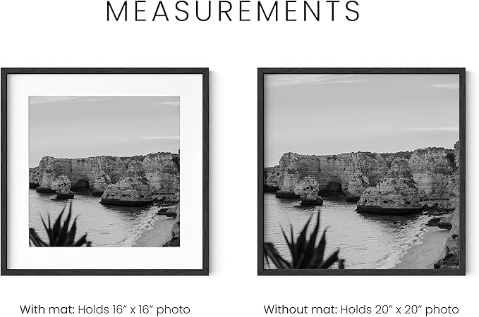 HAUS AND HUES Black Oak Wood 20x20 Picture Frames - Set of 6, Square Frames with Mat, Premium Frames for Wall Displays (20x20 in, Black, Set of 6)