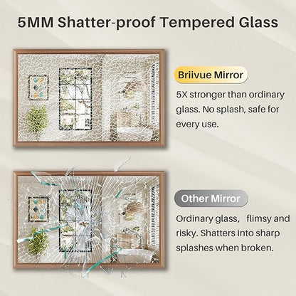 24x32 Inch Bathroom Mirror for Wall, Anti-Rust Walnut Wood Grain Metal Framed Bathroom Mirrors for Over Sink,Rectangler Mirrors for Bathroom Vanity, Farmhouse, Bedroom, Living Room, Entryway Decor