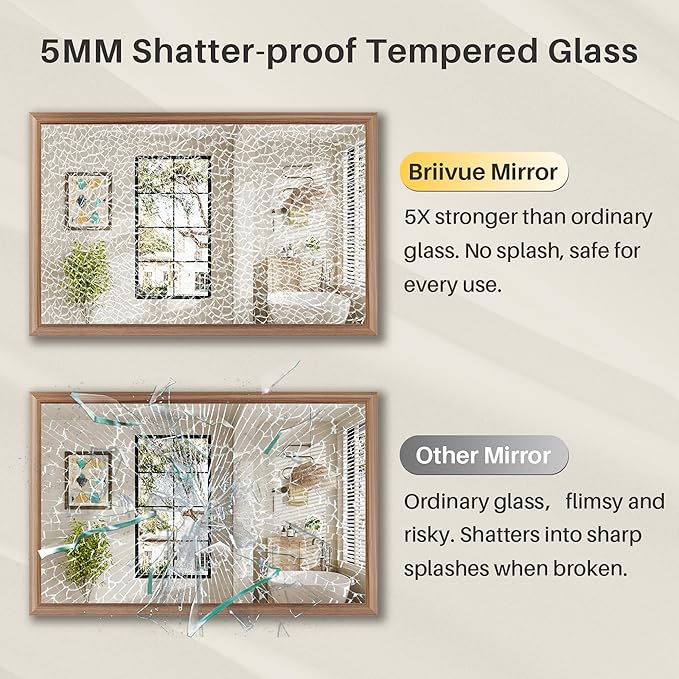40x30 Inch Bathroom Mirror for Wall, Anti-Rust Walnut Wood Grain Metal Framed Bathroom Mirrors for Over Sink,Rectangler Mirrors for Bathroom Vanity, Farmhouse, Bedroom, Living Room, Entryway Decor