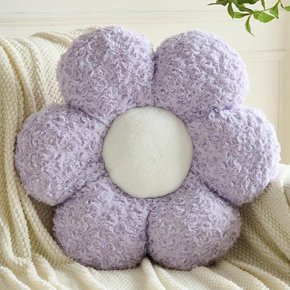 Flower Pillows, Decorative Throw Pillow with Soft Plush for Couch, Flower Shaped Pillow Home Decor Daisy Pillow for Bed (Lavender Purple, 19.6 Inches)