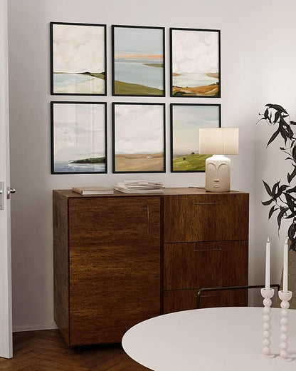 HAUS AND HUES Picture Frame, 16x20 inches, Black Oak Wood, Set of 6, Poster Frame for Wall