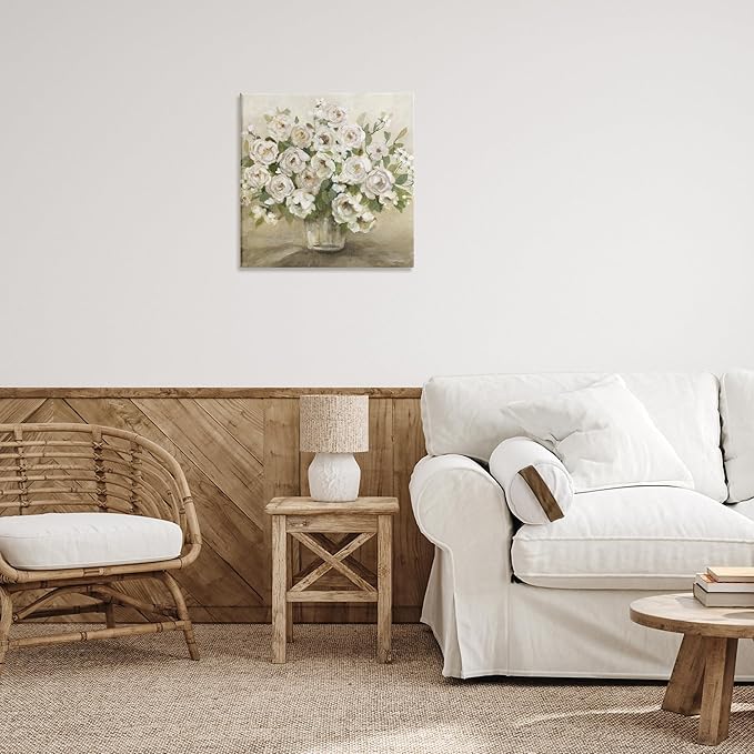 Stupell Industries 'Round Roses with Green Leaves', Canvas Art, 24 x 24 Inches, Easy to Hang and Sturdy, Made in USA, by Carol Robinson