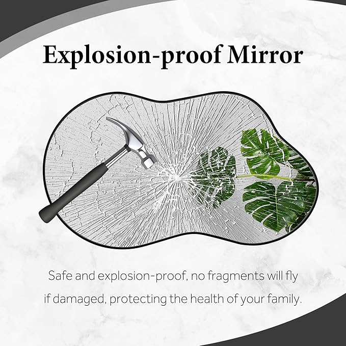 Dorlicecass Irregular Wall Mirror - Wall Mirrors Decorative 20"x36" Black Asymmetrical Mirror Tempered Glass Aviation Aluminum Alloy Frame for Bathroom, Bedroom, Living Room, Cloakroom, Entryway