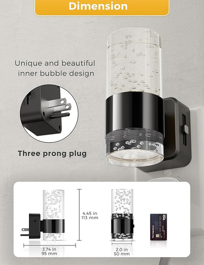 Night Lights Plug into Wall, Dimmable Night Light with Dusk to Dawn Sensor, Acrylic Night Light with Warm Light 3000K, Wall Sconce-Style Design Nightlight for Hallway, Bathroom, 1-Pack