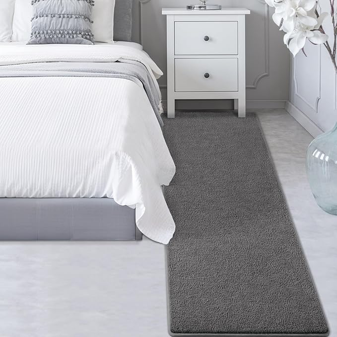 Gifeas Ultra Soft Modern Runner Rugs for Living Room Bedroom, 2x6 Feet Dark Grey Thickened Memory Foam Indoor Solid Minimalist Carpets, Non-Slip Comfy Area Rug for Boys Girls Nursery Room Home Decor