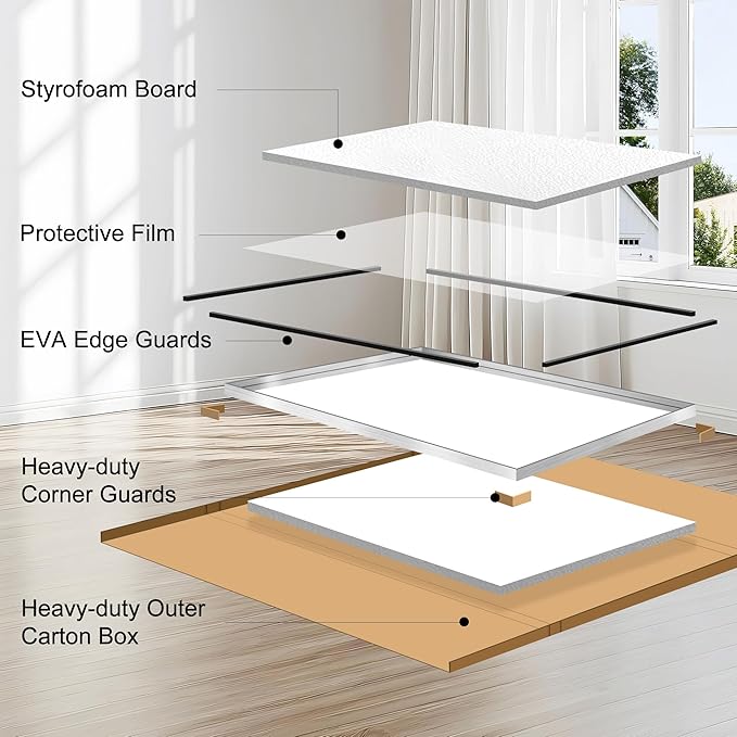 CIRCUMI Silver Bathroom Mirror, 40"x60" Rectangular Mirror with Deep Metal Frame, Brushed Finish, Tempered Glass, Large Mirror for Wall, Over 2 Sinks, Installed Vertically/Horizontally, Crystal-Clear