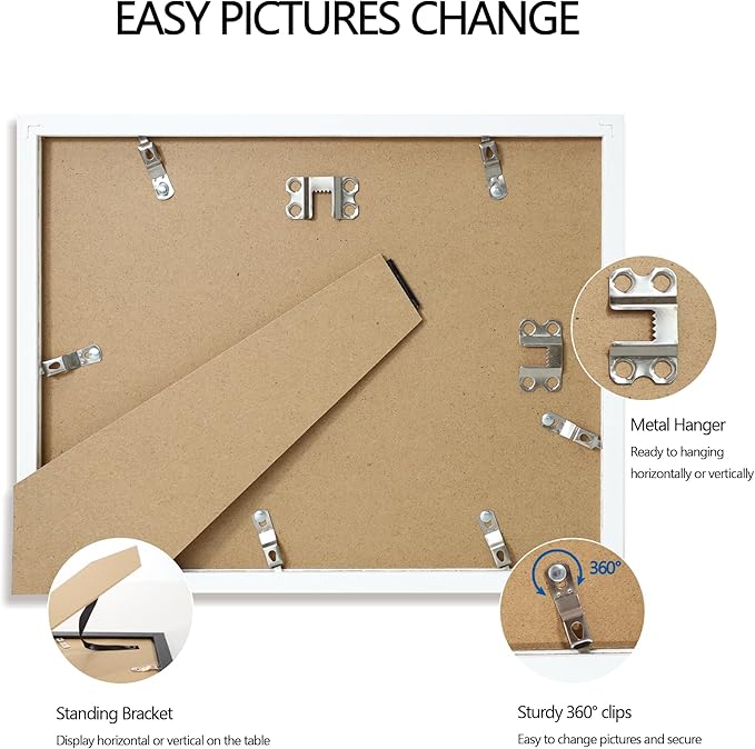Hongkee 8.5x11 Diploma Frame with Tempered Glass, Multi Certificate 8.5 by 11 Photo Frame Bulk for Wall or Tabletop Display(White, 3 Pack)