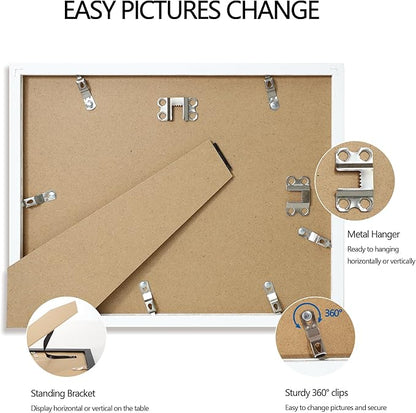Hongkee 8.5x11 Diploma Frame with Tempered Glass, Multi Certificate 8.5 by 11 Photo Frame Bulk for Wall or Tabletop Display(White, 3 Pack)