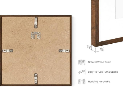HAUS AND HUES Walnut Oak Wood 10x10 Picture Frames - Set of 25, Square Frames with Mat, Contemporary Frames for Photos and Posters (10x10 in, Walnut, Set of 25)