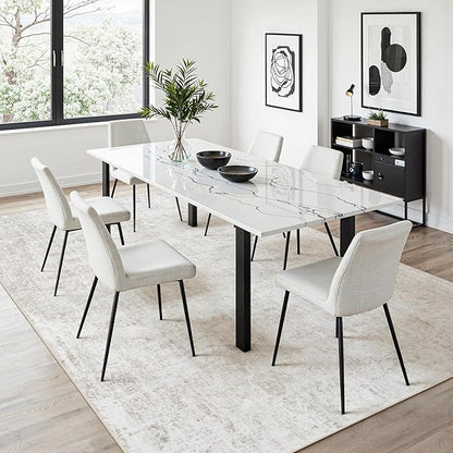 Area Rug 6x9 Living Room Rug Washable: No-Slip Abstract Soft Thin Large Light Brown Off-White Rugs, Indoor Floor Stain Resistant Modern Carpet for Bedroom Dining Room Farmhouse Nursery Home Office