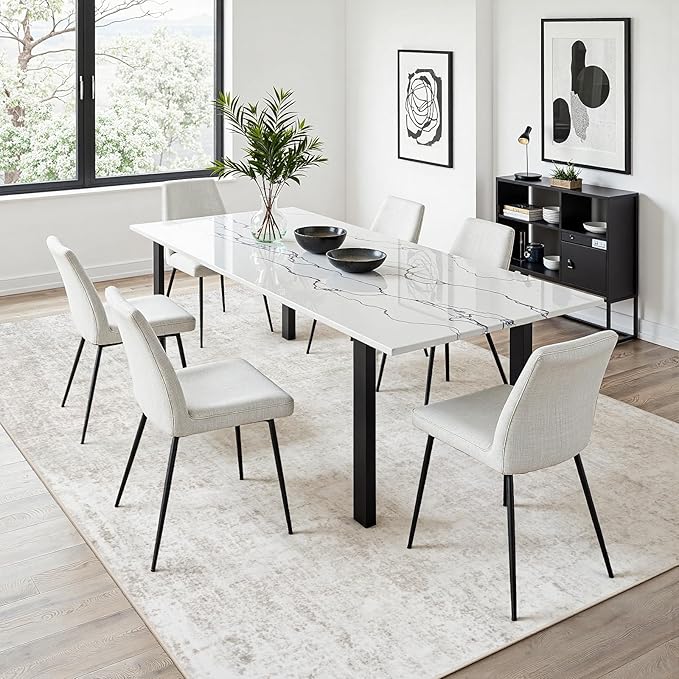 Area Rug 8x10 Living Room Rug Washable: No-Slip Abstract Soft Thin Large Light Brown Off-White Rugs, Indoor Floor Stain Resistant Modern Carpet for Bedroom Dining Room Farmhouse Nursery Home Office
