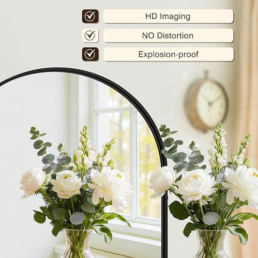 Vanity Bathroom Mirror for Wall, 2 Pack 30"x20" Arched Bathroom Mirror for Over Sink, Arched Metal Frame for Bedroom, Living Room, Entryway, Hanging or Leaning, Black