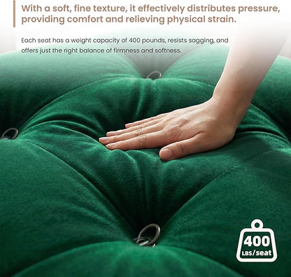 Modular Green Sectional Couches for Living Room, Modern Luxury Velvet Bubble Couch with Reversible Chaise Ottoman, Deep Seat Cloud Sectional Sofa (Ottoman, Green)